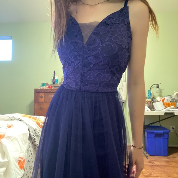 Macy's | Dresses | Nwt Navy Blue Prom Dress Full Length | Poshmark